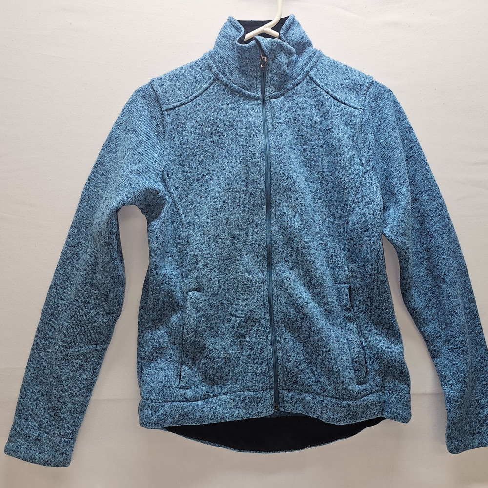 Polar King By Key Full Zip Mock Neck Knit Blue Sweater MEDIUM
